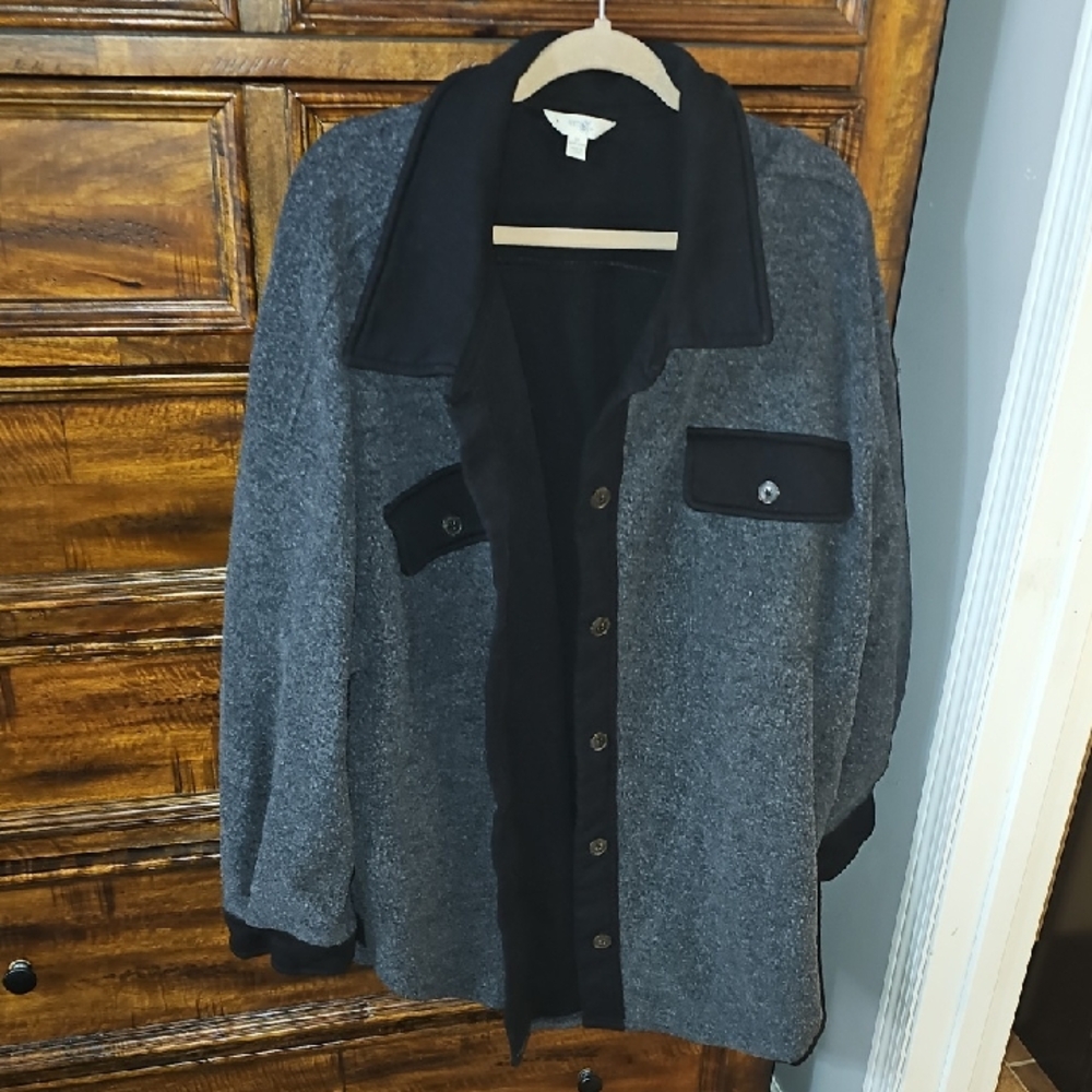 Terra & Sky Oversized Black And Gray Shacket! Sz 3X(24w-26w)
